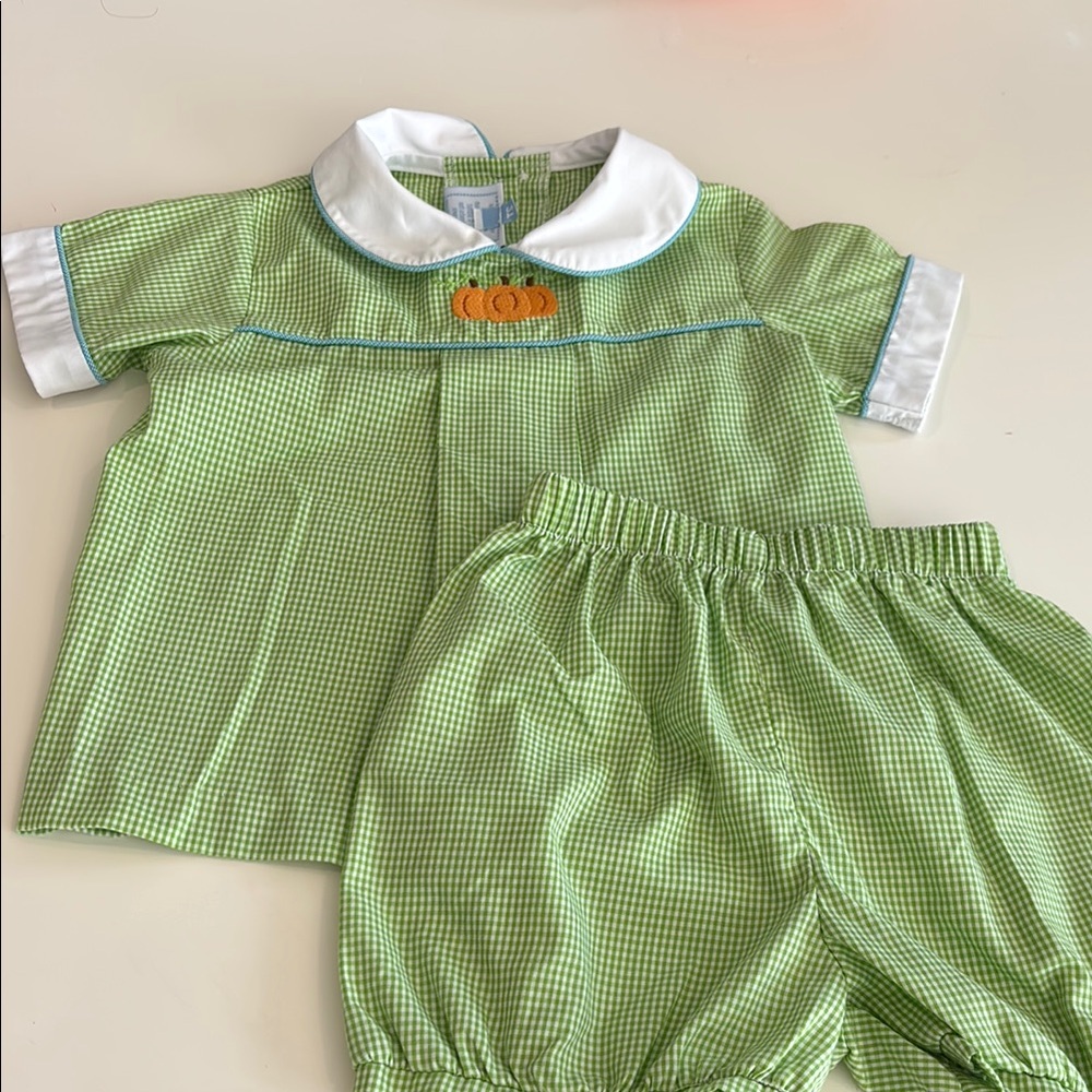 Green Checkered Baby Outfit